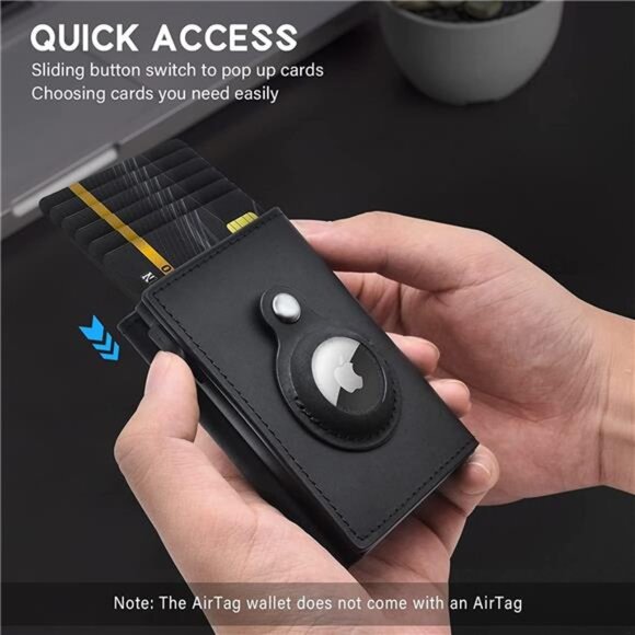 AirTag Wallet Genuine Leather Air Tag Wallet RFID Technology Credit - Picture 5 of 7